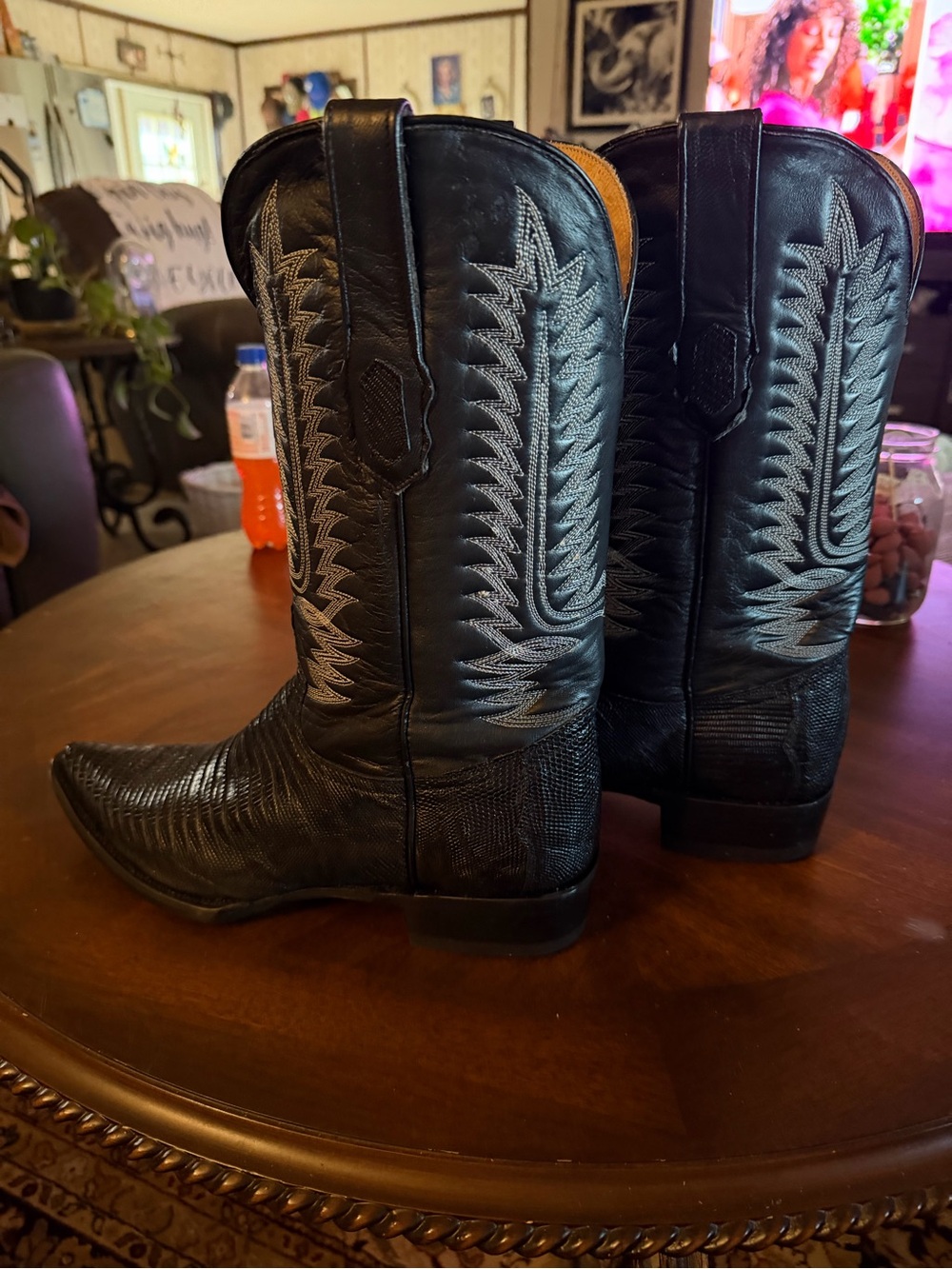 Men's Black Embroidered Western Cowboy Boots